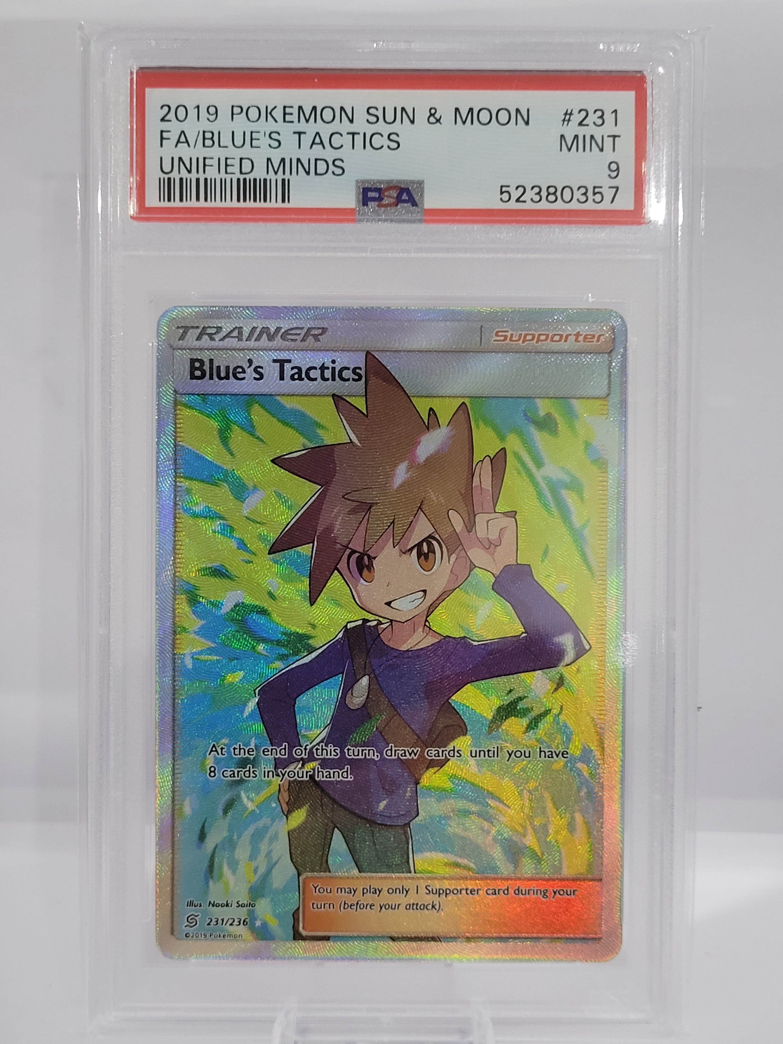 Pokemon 231/236 Blue's Tactics - Unified Minds - PSA 9