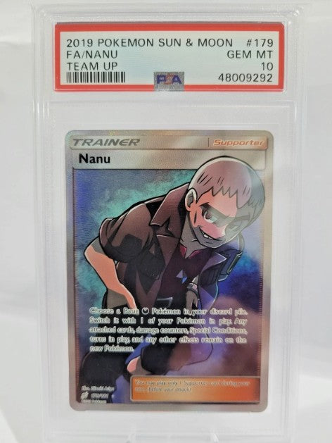 Pokemon 179/181 Nanu - Team Up - PSA 10
